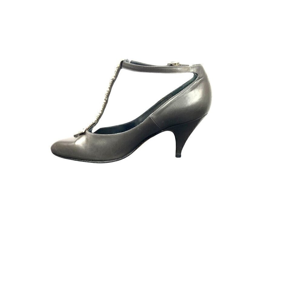 Vintage  Exit Shops womens embellished T Bar shoes pewter  size 6